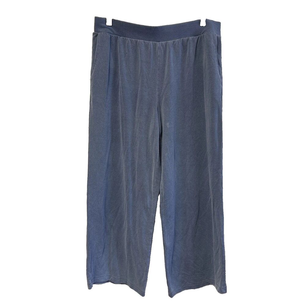 Time And Tru Blue Wide Leg Pants S 4 6 Pockets Elastic Waist Drawstring Women